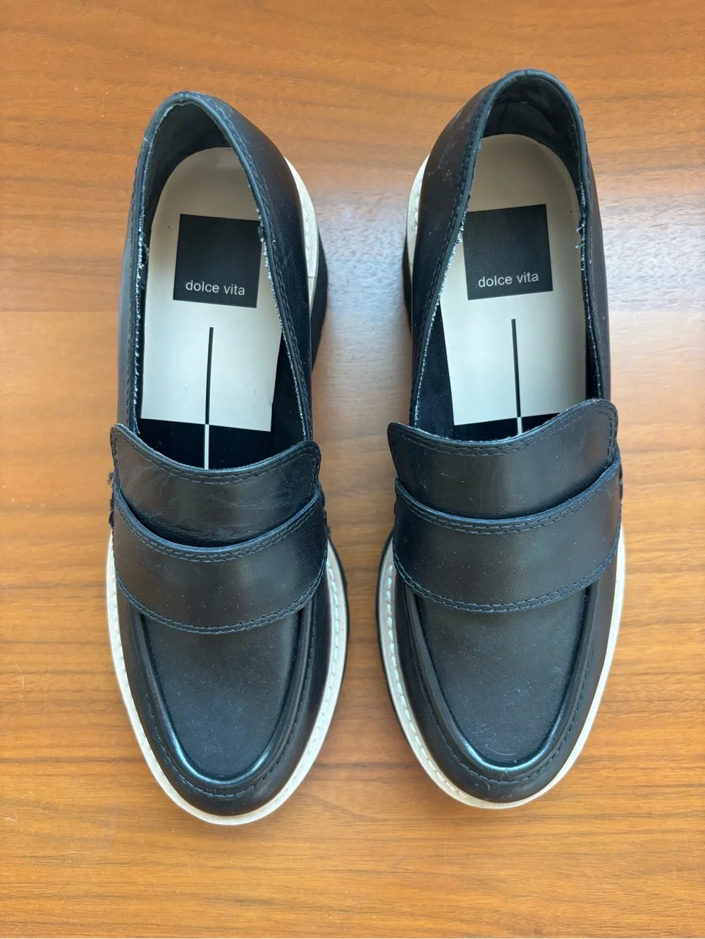 Dolce Vita Halona Chunky Penny Loafers Onyx Leather Size 6